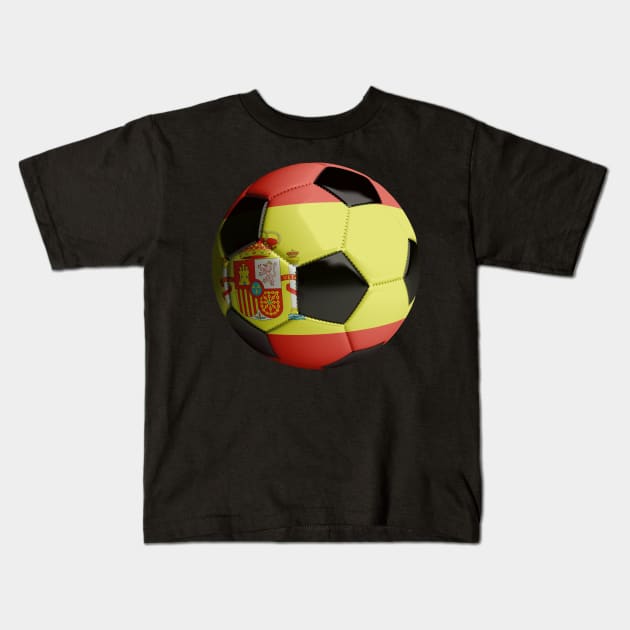 Spain Soccer Ball Kids T-Shirt by reapolo